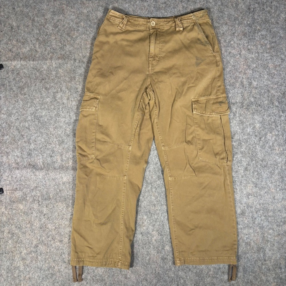 BDG Cargo Pants Mens 32 Khaki Tan Utility Straight Leg Drawstring Hem Gorpcore *